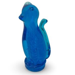 Vintage Blue Altaglass Art Glass Cat Figurine